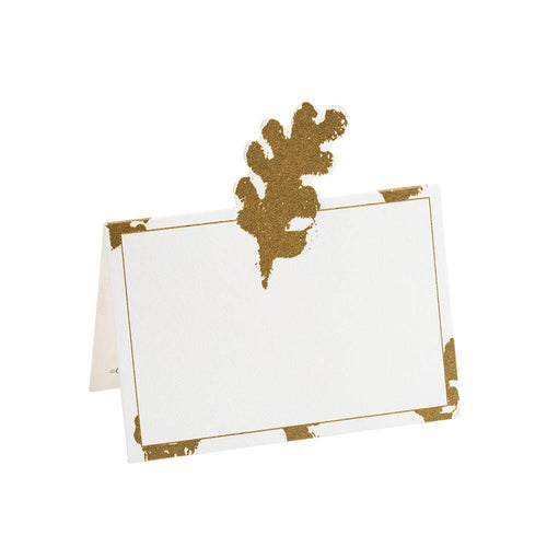 Caspari Leaves of Gold Die-Cut Place Cards in Ivory - 8 Per Package 87930P