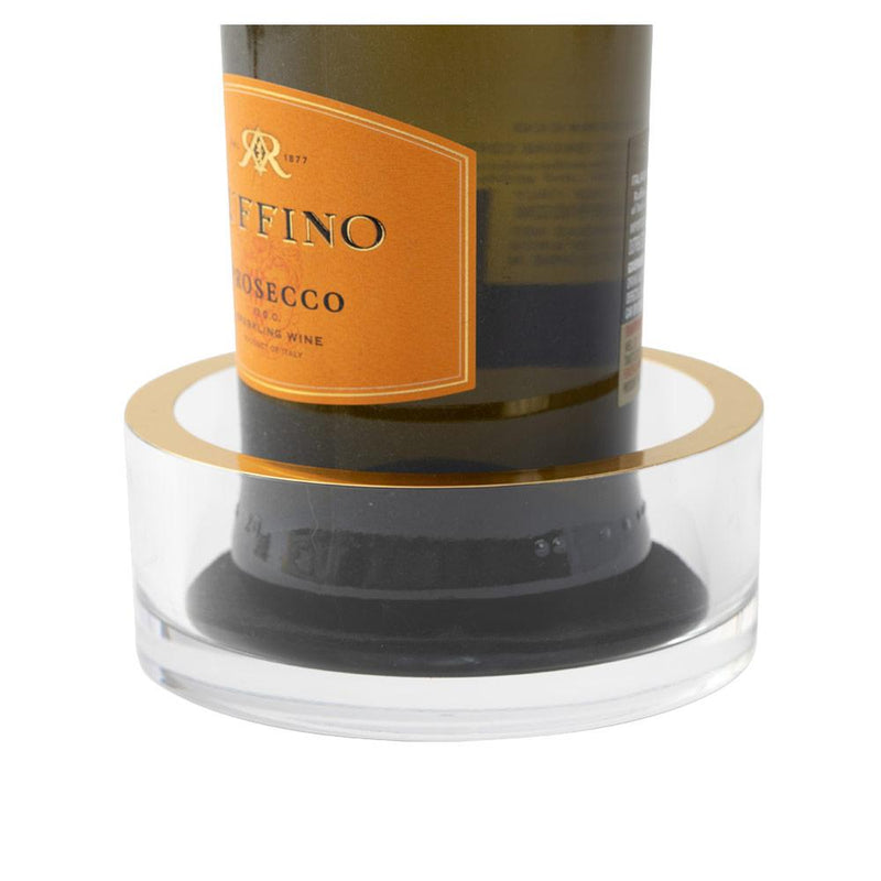 Acrylic Wine Bottle Coaster in Clear with Gold Rim - 1 Each 4