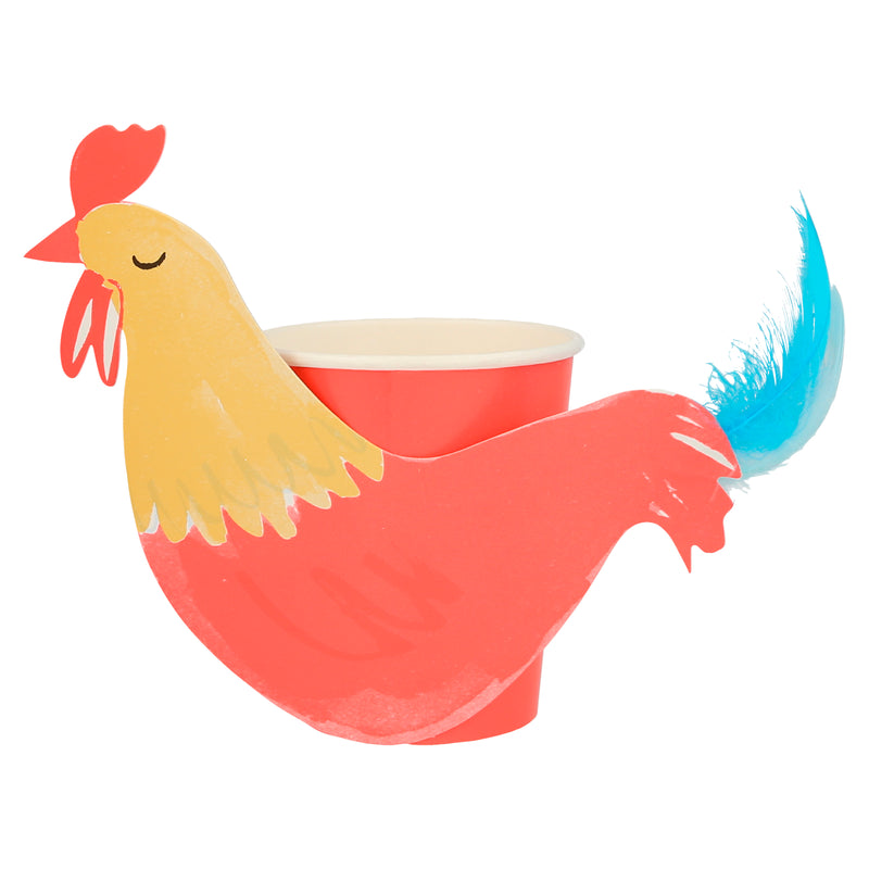 On The Farm Rooster Party Cups, Pack of 8