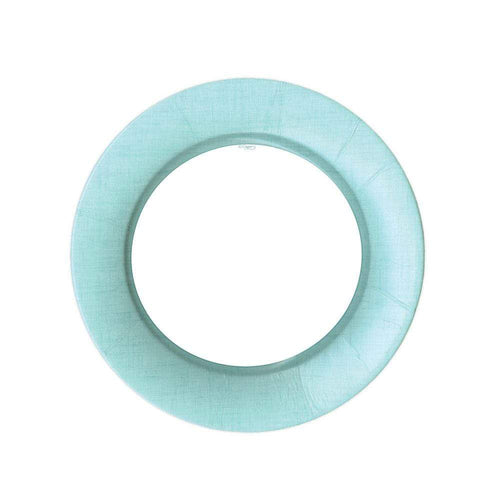 Linen Border Paper Salad & Dessert Plates in Robin's Egg Blue - 8 Per Package