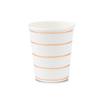 Rose Gold Frenchie Striped 9 oz Cups, Pack of 8