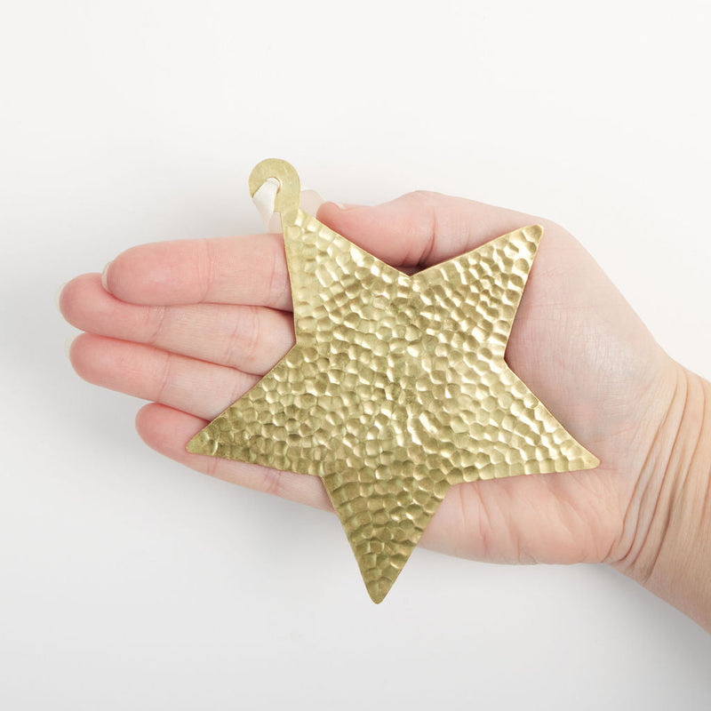 Hammered Brass Star Ornament
