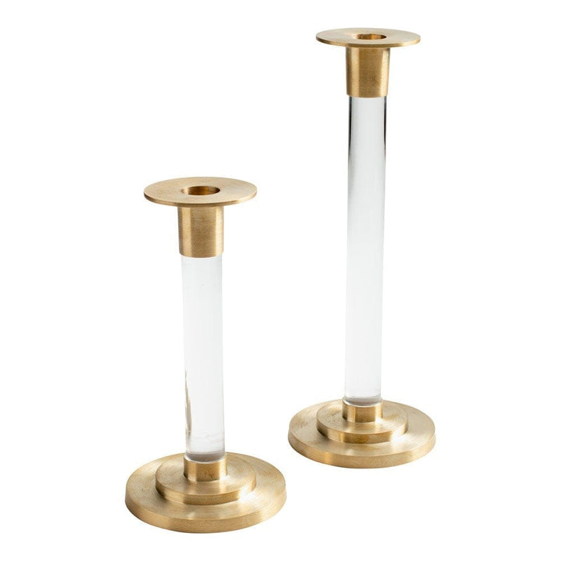 Large Brass & Resin Candlestick in Clear - 1 Each