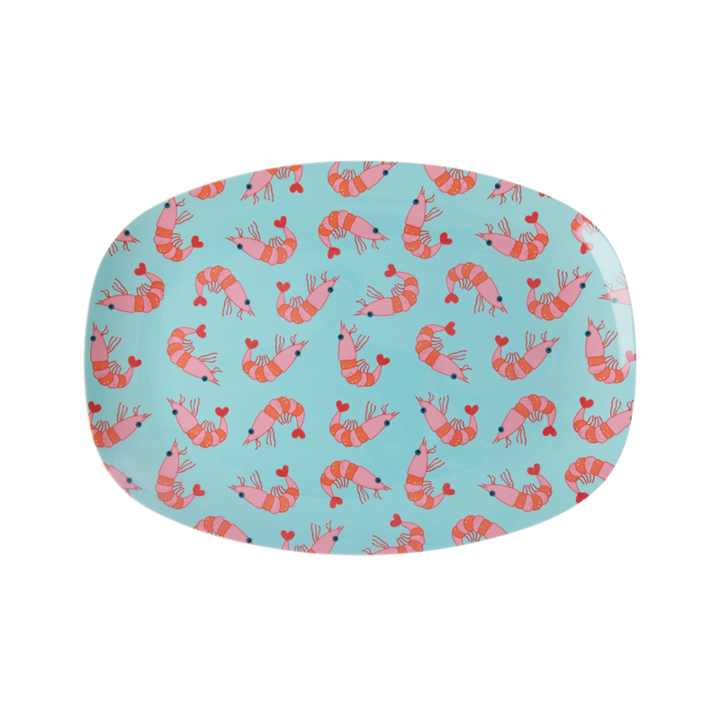 Melamine Rectangular Platter with Shrimp Print