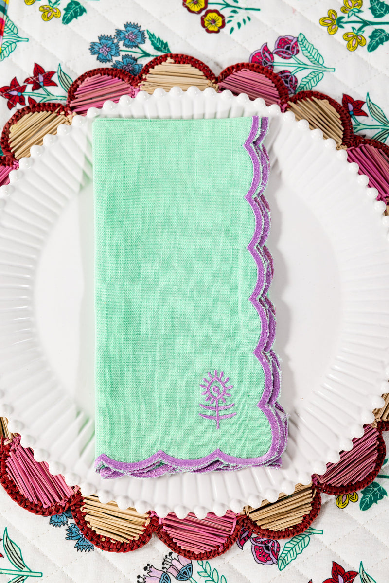 Icon Linen Napkins, Set of 4 - Mint + Lilac