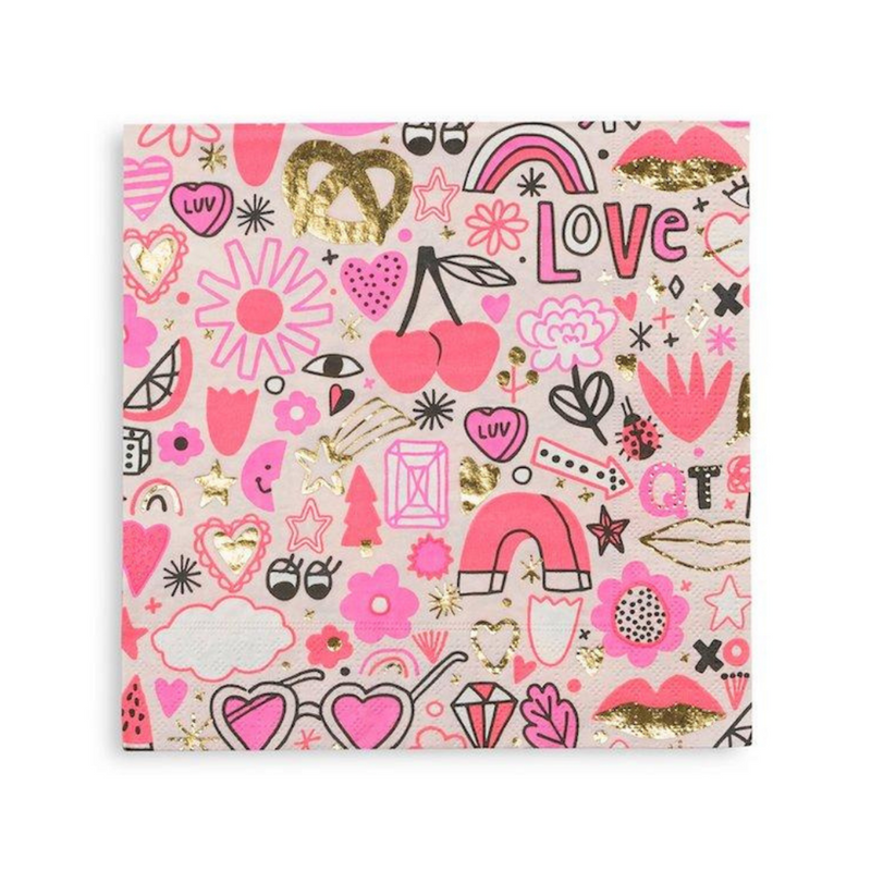 Love Notes Large Napkins, Pack of 16