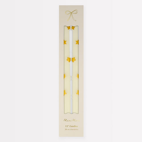Gold Star Taper Candles, Pack of 2
