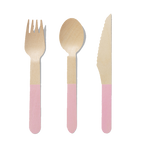 Pale Pink Wooden Cutlery Set (30 per pack)