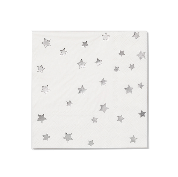 Silver Stars Cocktail Napkins (25 per pack)