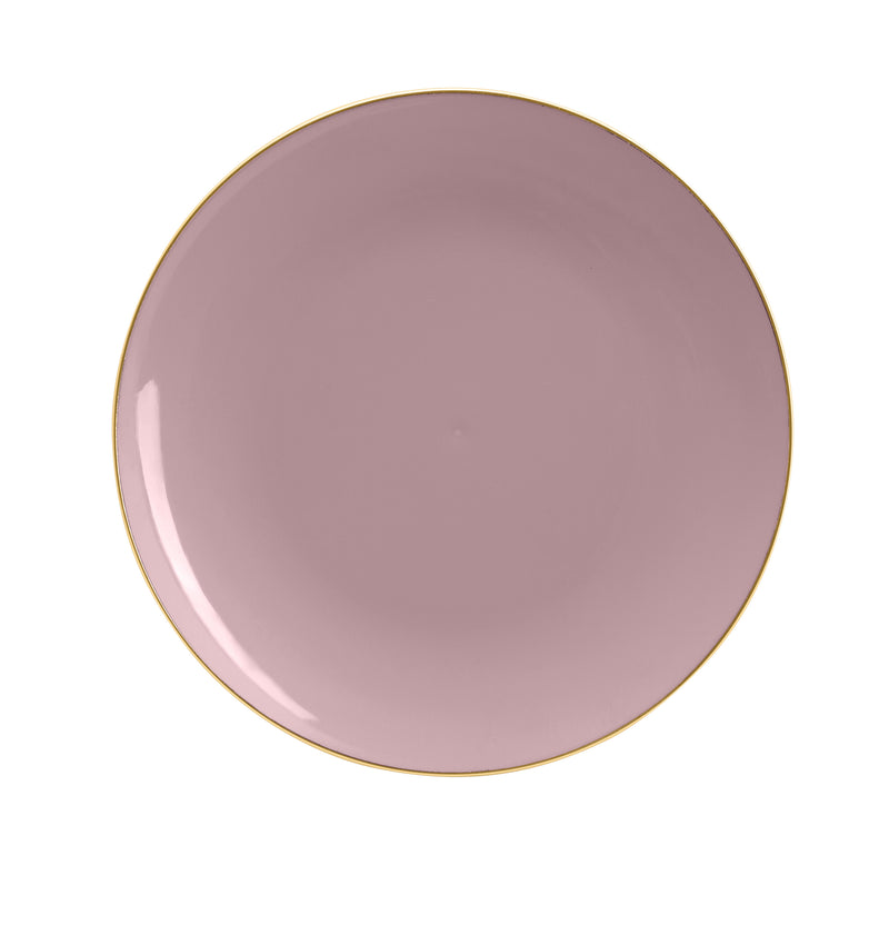 Mauve & Gold Dinner Round Plates, Pack of 10