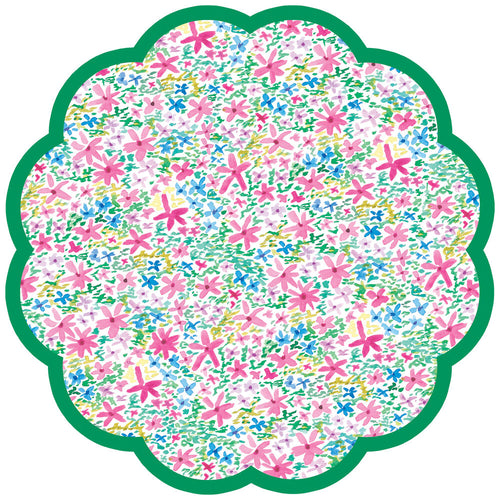 Whimsy Flower Scalloped Paper Placemats, Pack of 24