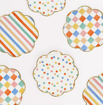 Colorful Pattern Side Plates, Assorted Pack of 8