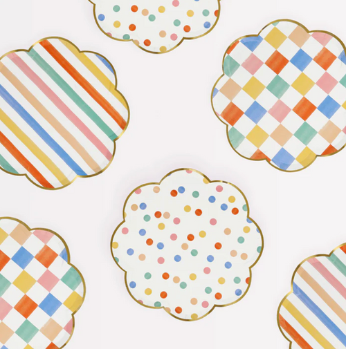 Colorful Pattern Side Plates, Assorted Pack of 8