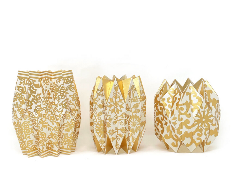 Gold Chinoiserie Vase Wraps, Set of 3