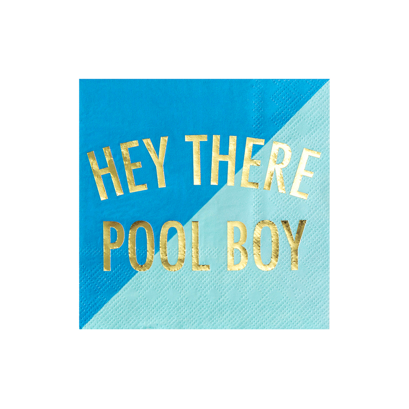"Hey There Pool Boy" Witty Cocktail Napkins, Pack of 20
