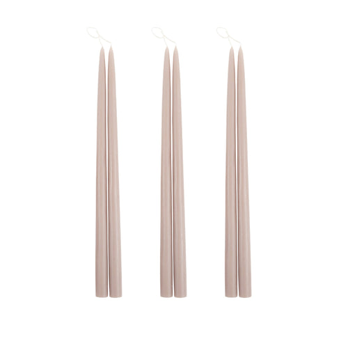 18" Greige Dipped Tapers, Set of 6