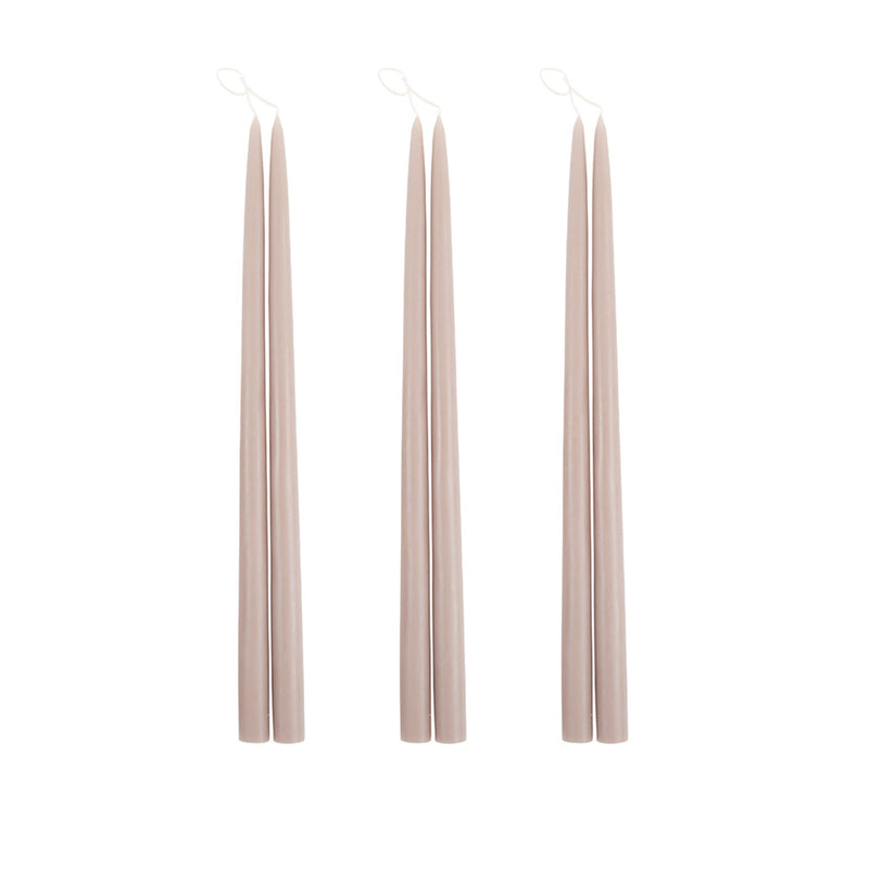 18" Greige Dipped Tapers, Set of 6