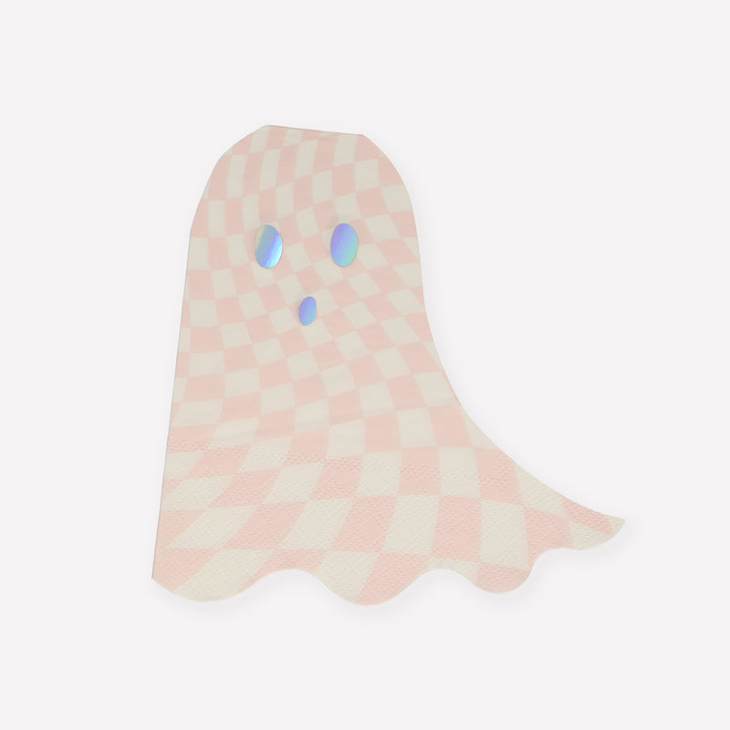 Pink Checker Ghost Napkins, Pack of 16