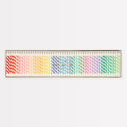 Rainbow Striped Mini Candles, Pack of 50