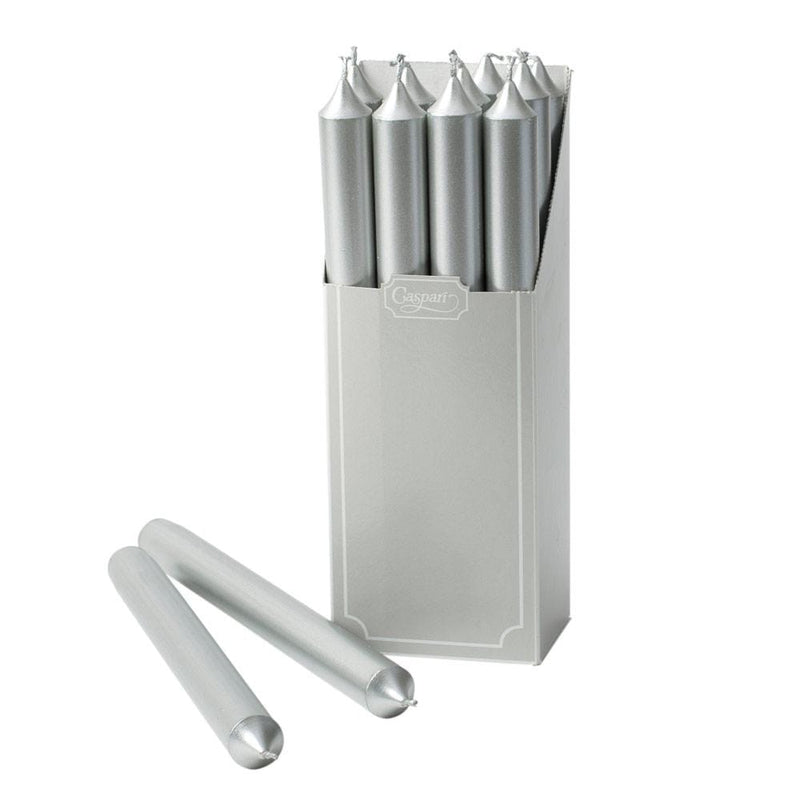 Straight Taper 10" Candles in Silver - 12 Candles Per Box