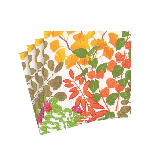 Autumn Gold Paper Cocktail Napkins in White - 20 Per Package 1