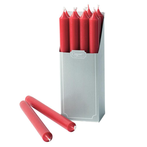 Straight Taper 10" Candles in Red - 12 Candles Per Box