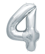 34" Silver Number Balloons (0-9, #)