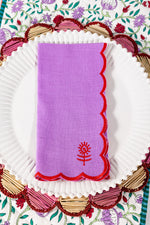 Icon Linen Napkins, Set of 4 - Lilac + Cherry