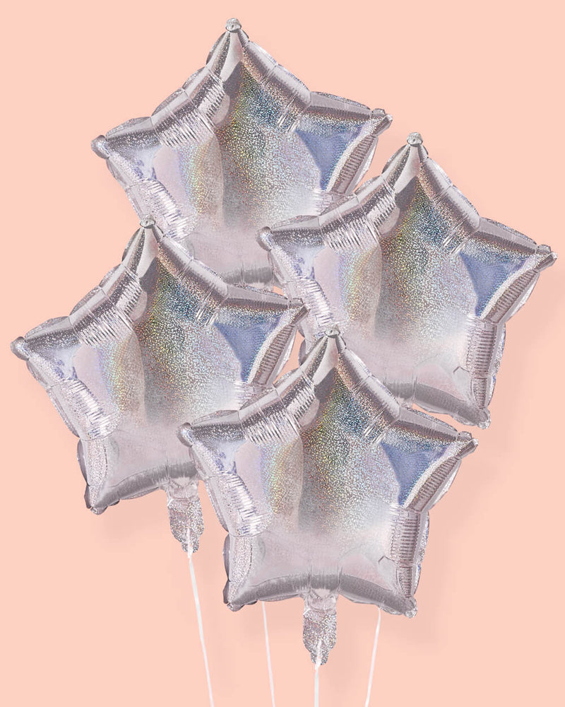 Shimmer Star Balloons - 4 iridescent balloons
