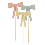 Pastel Bow Cake Toppers, Pack of 3