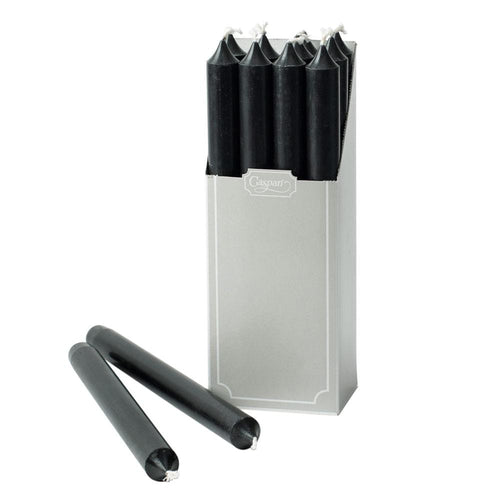 Straight Taper 10" Candles in Black - 12 Candles Per Box