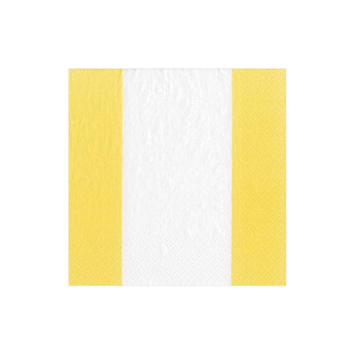 Bandol Stripe Paper Cocktail Napkins in Yellow - 20 Per Package 1
