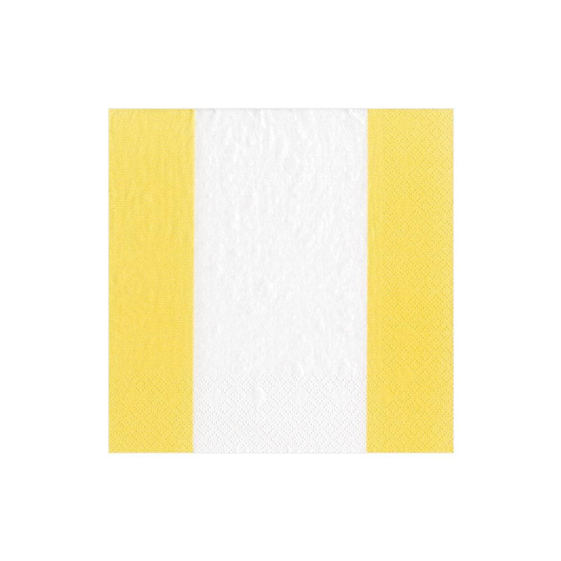 Bandol Stripe Paper Cocktail Napkins in Yellow - 20 Per Package 1