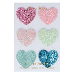 Rainbow Glitter Heart Patches, Pack of 6