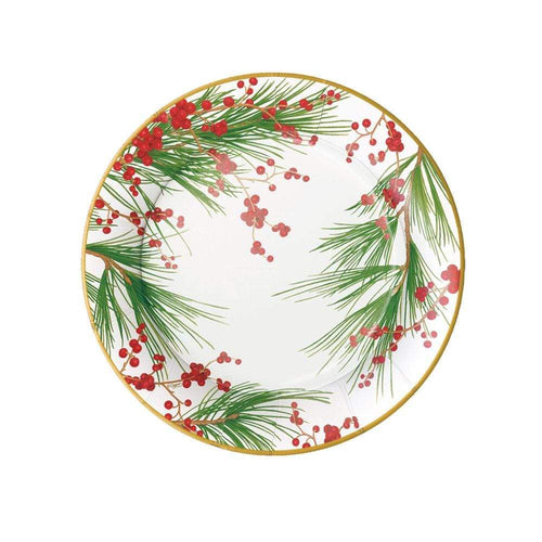 Berries and Pine Paper Salad & Dessert Plates - 8 Per Package