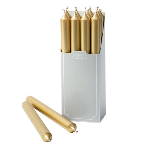 Straight Taper 10" Candles in Gold - 12 Candles Per Box
