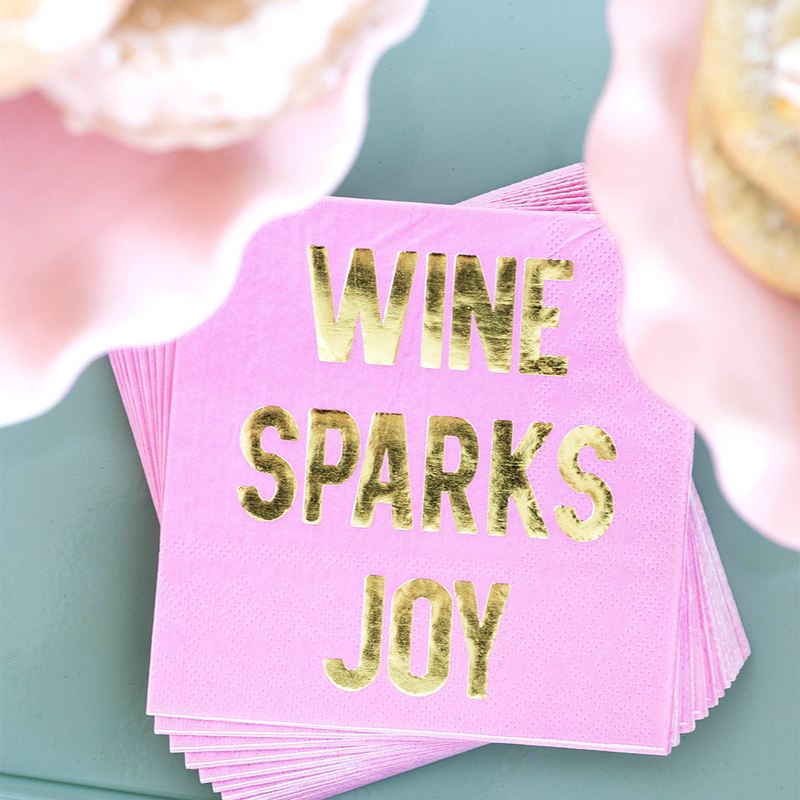 "Wine Sparks Joy" Witty Cocktail Napkins, Pack of 20