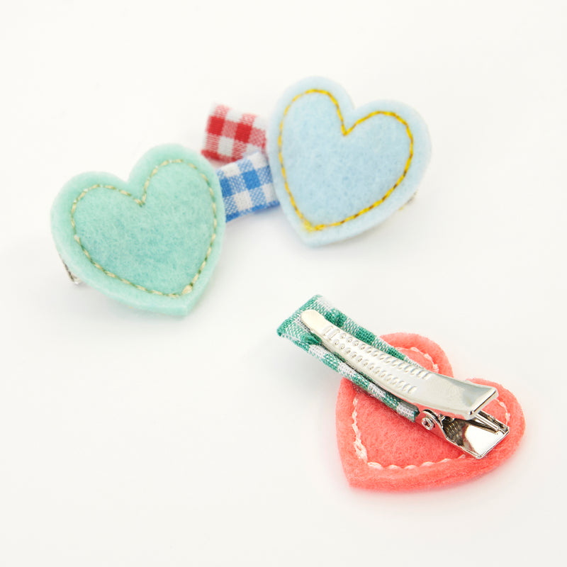 Felt Heart Hair Clips, Pack of 6