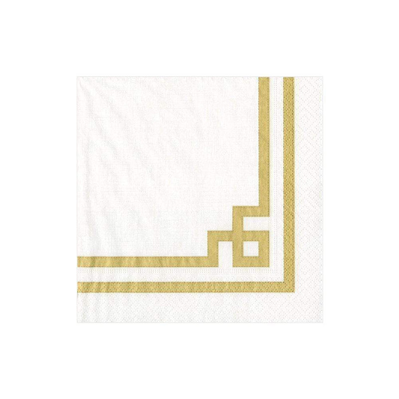 Rive Gauche Paper Cocktail Napkins in Gold & White - 20 Per Package 3