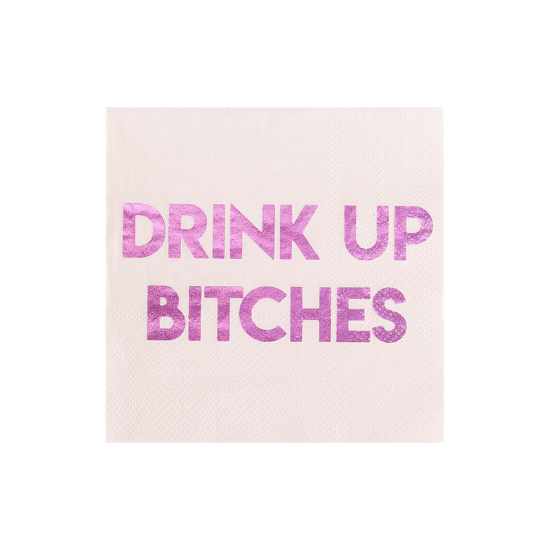 "Drink Up Bitches" Witty Cocktail Napkins, Pack of 20