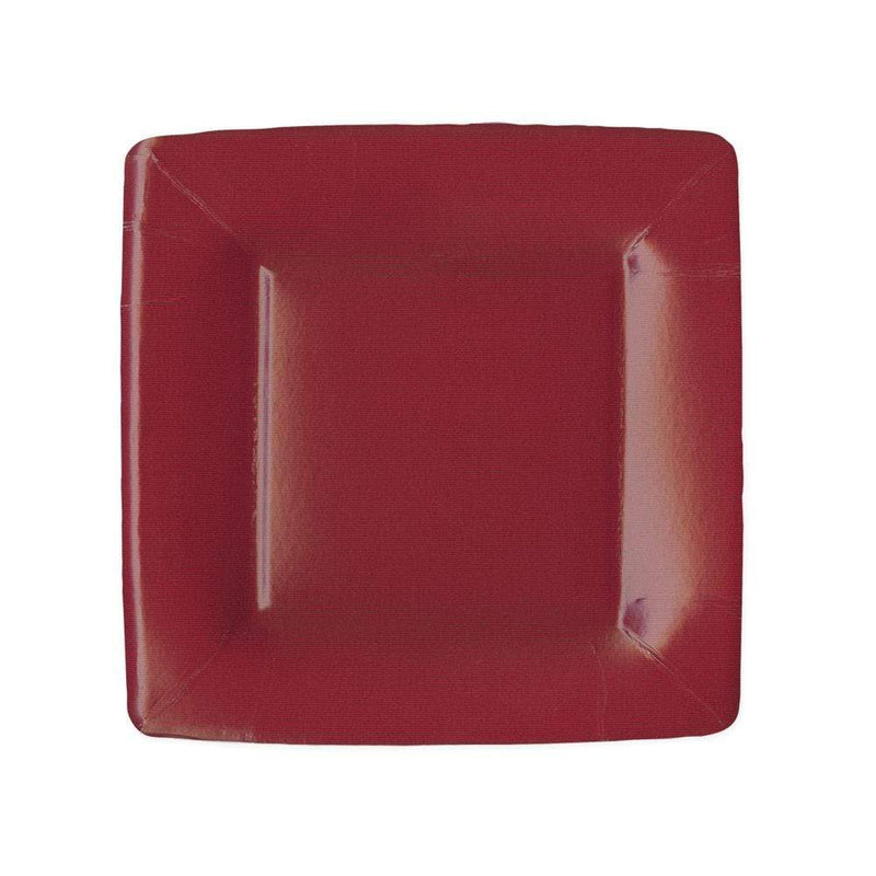 Grosgrain Square Paper Salad & Dessert Plates in Cranberry - 8 Per Package