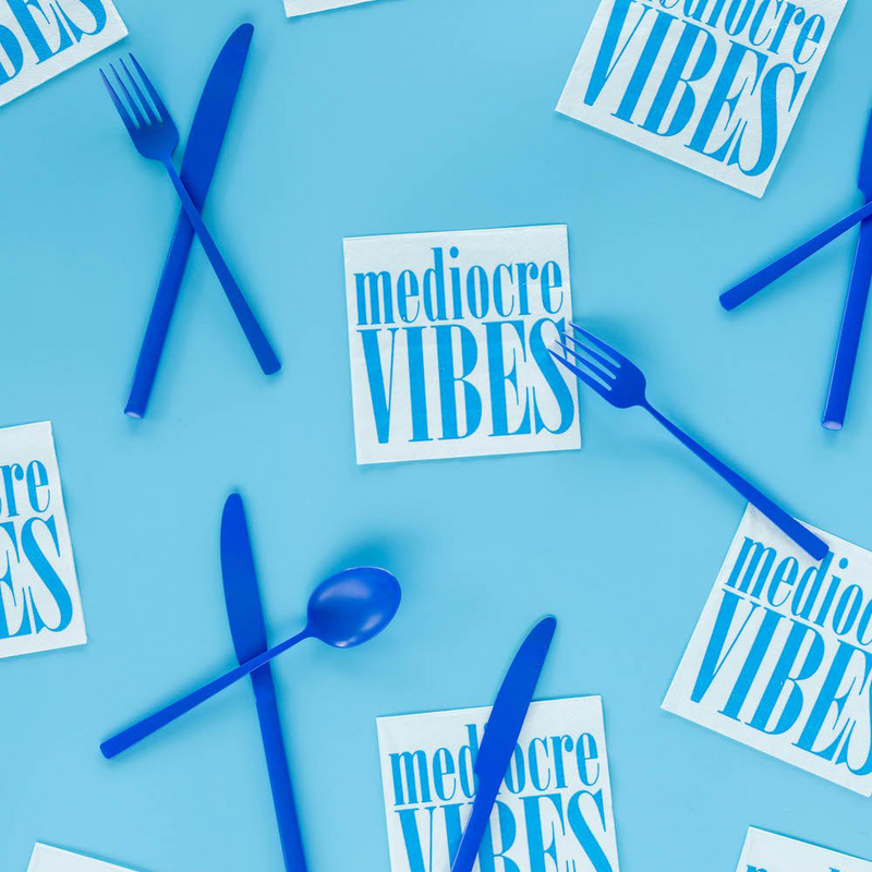 "Mediocre Vibes" Witty Cocktail Napkins, Pack of 20