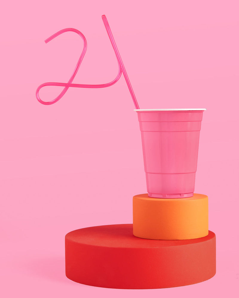 21 Forever Straw - XL hot pink 21 straw