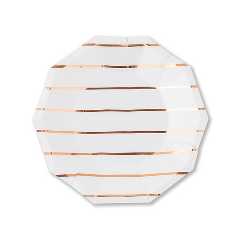 Rose Gold Frenchie Striped Small Plates, Pack of 8