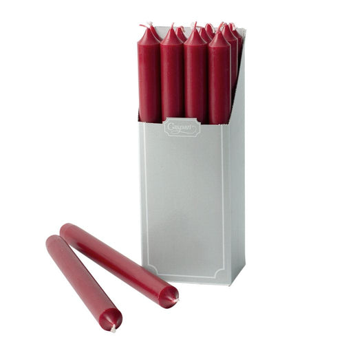 Straight Taper 10" Candles in Bordeaux - 12 Candles Per Box