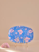 Blue Poppy Print Medium Melamine Rectangular Plate