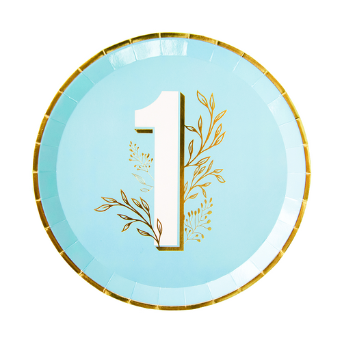 Blue Onederland Dinner Plates, Pack of 8