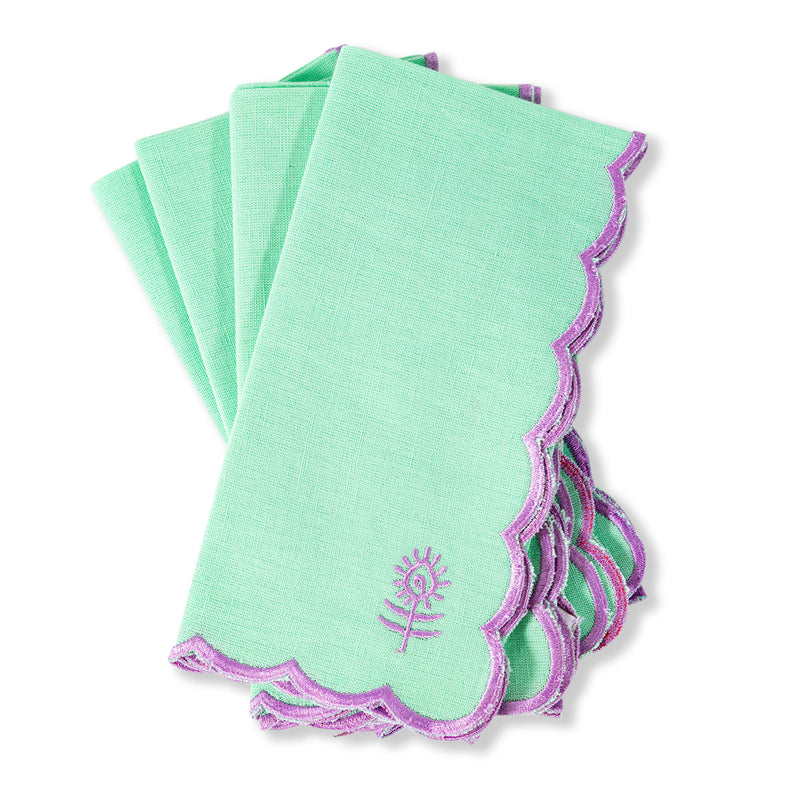 Icon Linen Napkins, Set of 4 - Mint + Lilac