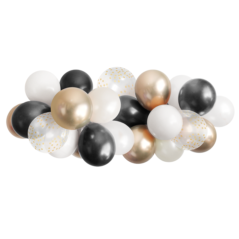 Balloon Garland - Black, White, and Gold