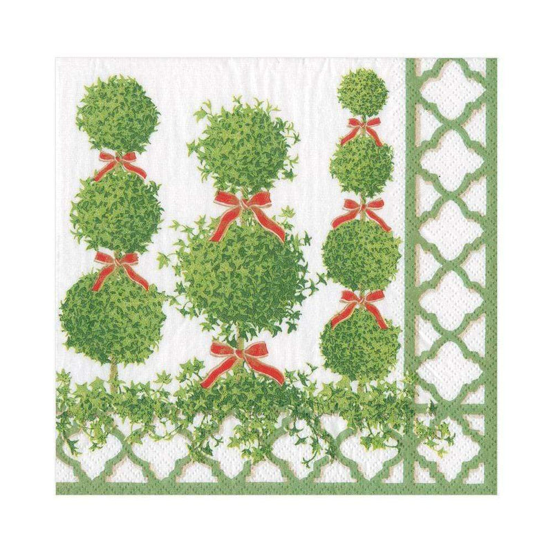Topiaries Paper Luncheon Napkins in Green Border - 20 Per Package - 2 Packages